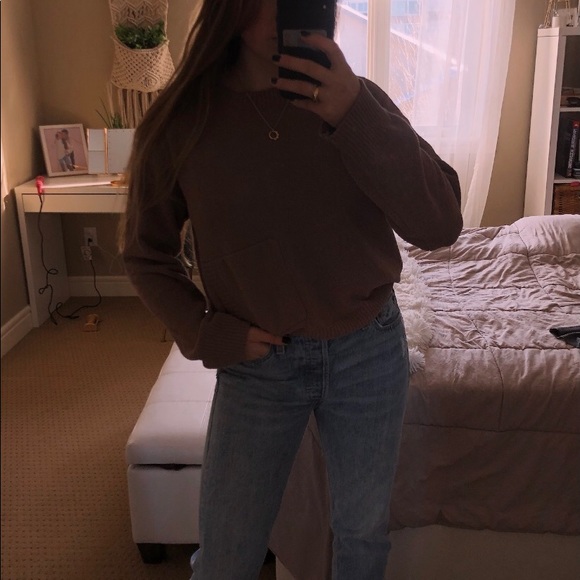 OAK + FORT - brown sweater side pocket - Picture 2 of 2